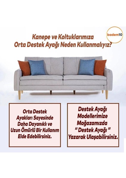 Ahşap Mobilya Koltuk Kanepe Ayağı 12 cm M8 Civatalı Bağlantı Aparatlı 4'lü Set