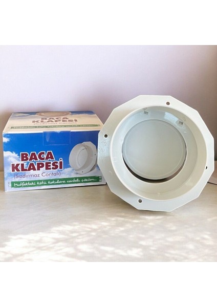 Luxury Aspiratör Baca Klapesi Çekvalfi , Davlumbaz Baca Klapesi Koku Önleyici , 2mt Folyo Bant Uyumlu 1 Adet