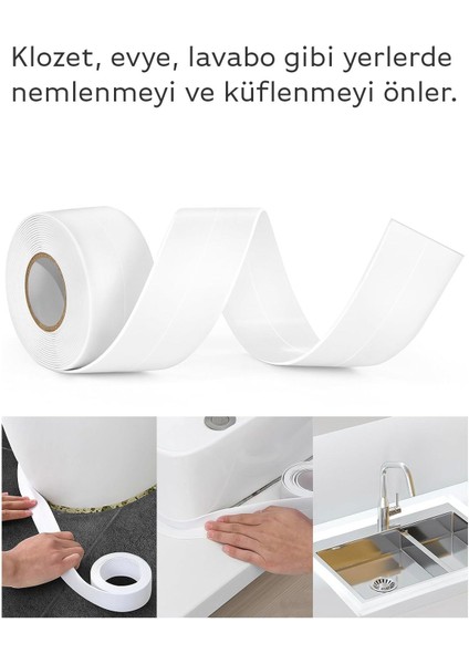 Luxury Su Sızdırmaz Bant Beyaz Su Geçirmez Klozet Duşakabin Tamir Şerit Bant Izolasyon Yalıtım Koli Bandı 1 Adet