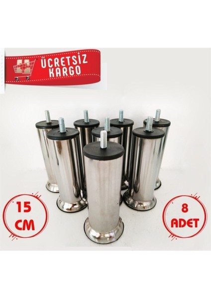 Luxury Mespaş Baza Koltuk Kanepe Ayağı Civatalı 15 cm (8 Adet) M8 Ince Diş 1 Adet