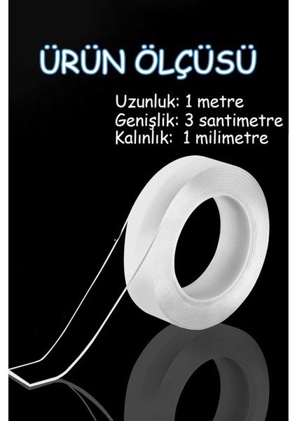 Luxury Çift Taraflı Nano Bant 1 Metre Zemin Duvar Halı Tablo Yapıştırma Bandı Dayanıklı Izolasyon Bandı 1 Adet