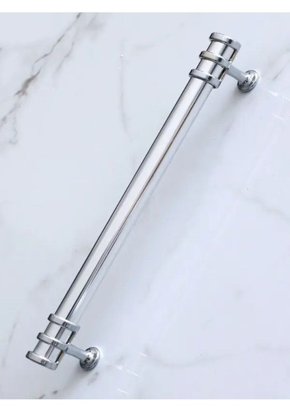 Luxury Polimer Boncuk Halka Modern Dolap Çekmece Kulpları (160 mm ) Krom 1 Adet