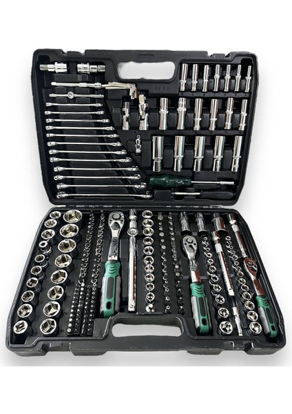 Luxury Tam Profesiyonel Germany 72 Diş Eğik Cırcır 216 Parça Lokma Takımı Oto Tamirci Tam Set 1/2-3/8-1/4 1 Adet