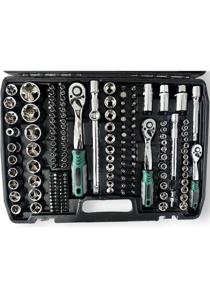 Luxury Tam Profesiyonel Germany 72 Diş Eğik Cırcır 216 Parça Lokma Takımı Oto Tamirci Tam Set 1/2-3/8-1/4 1 Adet