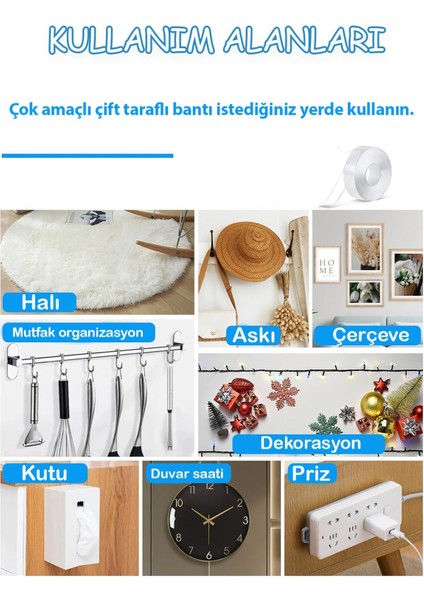 Luxury Çift Taraflı Nano Bant 1 Metre Zemin Duvar Halı Tablo Yapıştırma Bandı Dayanıklı Izolasyon Bandı 1 Adet