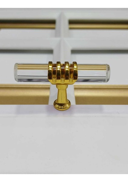 Luxury Gür Altın Piraye Cam Düğme Gür Dolap-Çekmece-Mobilya-Mutfak Kulpları 1 Adet