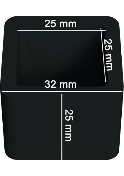 Luxury 25X25 mm Kare Pvc Sandalye Profil Ayak Pabucu Sessiz Yumuşak - Siyah (4 Adet) 1 Adet
