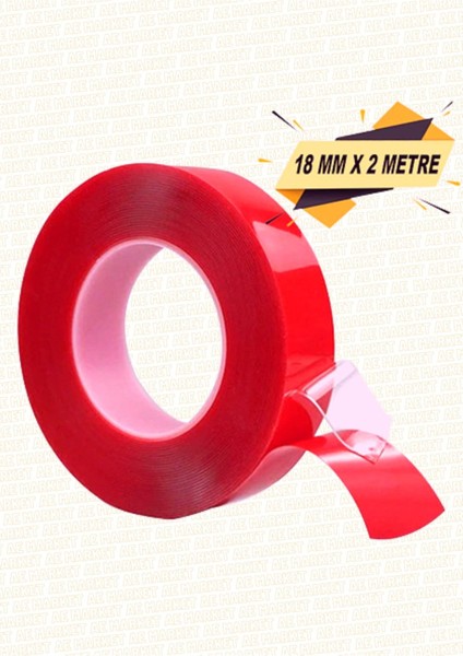 Luxury Silikonlu Çift Taraflı Montaj Bandı - Güçlü Yapıştırıcı - Şeffaf Silikon Bant 18MM x 2mt 1 Adet fiyatları