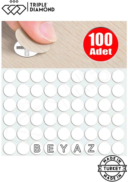 Luxury Yapışkanlı Vida Tapası Beyaz Vida Kapatıcı Tıpası Kapağı Yapıştırma (100 Adet) 1 Adet