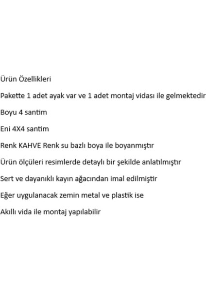 Luxury Masa Sandalye Mobilya Ünite Kanepe Sehpa Koltuk Ahşap Ayak Yükseltici Takoz Boy 4 cm En 4x4 cm 1 Adet