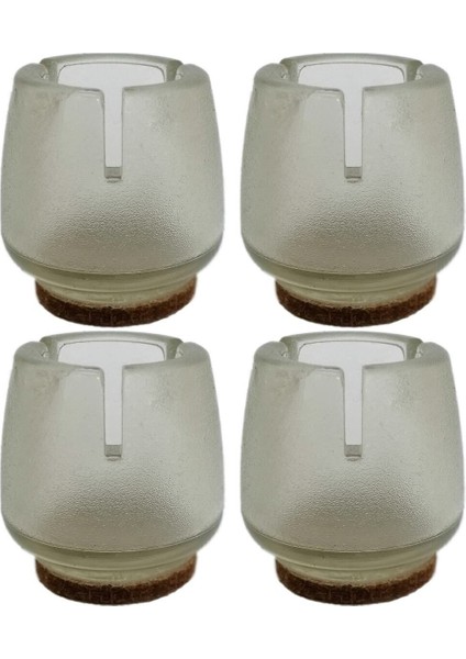 Luxury Sandalye Pabucu 4 Adet Şeffaf, Masa Sandalye Zemin Koruyucu 17-21 mm Şeffaf 1 Adet