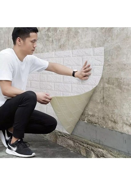 Luxury Kendinden Yapışkanlı Esnek Sünger Beyaz Tuğla Duvar Kağıdı Paneli 50X70 1 Adet