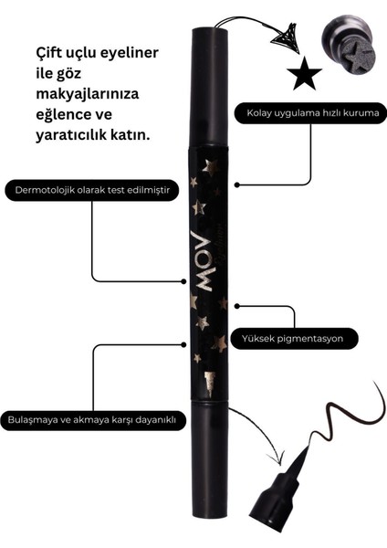 Luxury Yıldız Desenli Eyeliner - Siyah 1 Adet