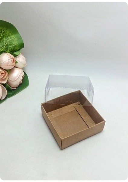 Luxury 100 Adet 9X9X3 cm Asetat Kapaklı Kraft Kutu Düğün Nişan Kına Hediyelik Kutu 1 Adet modelleri