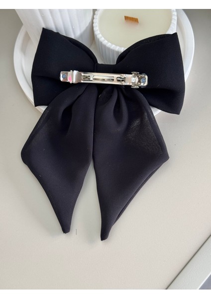 Siyah Klipsli Kurdele Fiyonklu Toka