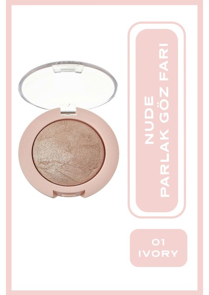 Luxury Nude Look Pearl Baked Eyeshadow No: 01 Ivory - Tekli Sedefli Far - 8691190967253 1 Adet