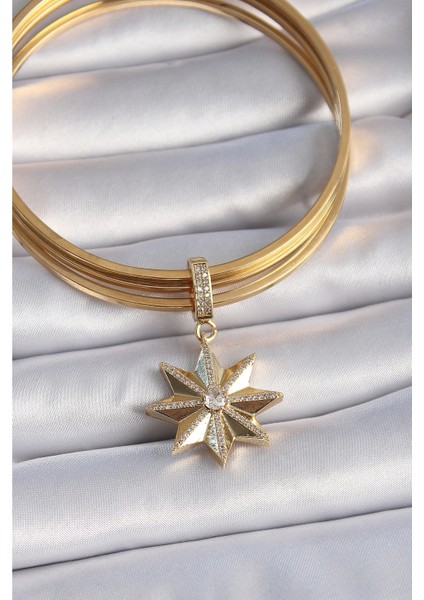 Pirinç Gold Renk Zirkon Taşlı Kutup Yıldızı Ajda Charm - TJ-BC1001 fiyatları