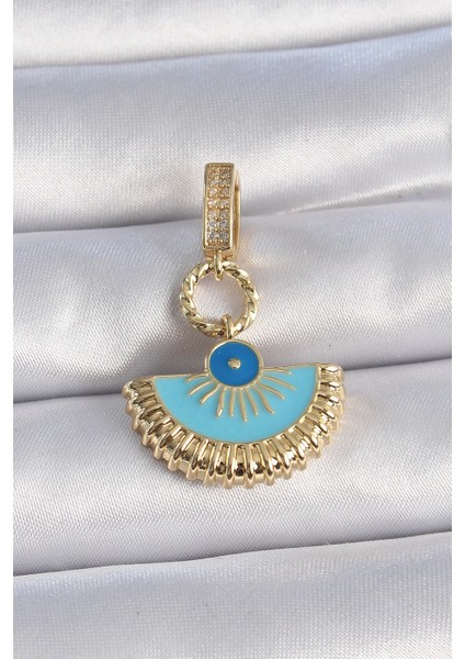 Pirinç Gold Renk Nazar Boncuklu Ajda Charm - TJ-BC1010
