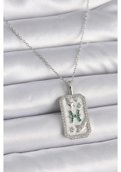 316L Çelik Gümüş Renk Zincir Balık Burcu Zirkon Taşlı Kadın Kolye - TJ-BKO9455