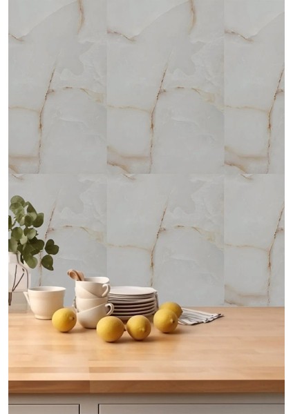 Luxury Kendinden Yapışkanlı Esnek Köpük Sarı Gold Mermer Desenli Pvc Panel 60X30 cm Banyo Wc Mutfak 1 Adet