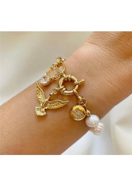 Anka Kuşu Charmlı Doğal Inci Bileklik fiyatları