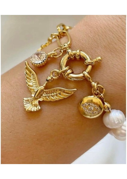 Anka Kuşu Charmlı Doğal Inci Bileklik fırsatları