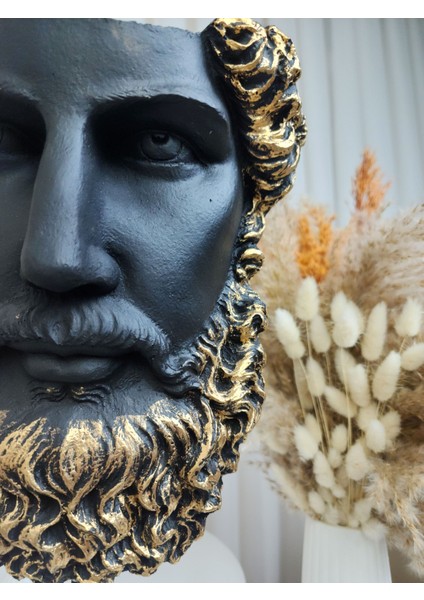 Dekoratif Gold Detaylı Zeus Heykel Biblo Obje modelleri