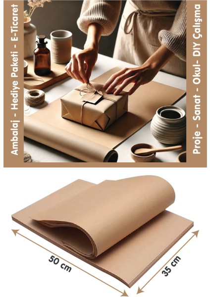 Luxury 35X50 cm Kraft Kağıt – 100'LÜ Paket | Ambalaj-Paketleme, Okul-Proje-Sanatsal Çalışmalar 1 Adet