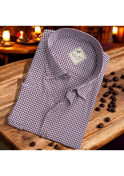 Pamuklu Klasik Kısa Kollu Pembe Cepli Erkek Gömlek (Regular Kalıp)