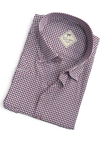 Pamuklu Klasik Kısa Kollu Pembe Cepli Erkek Gömlek (Regular Kalıp) fiyatları