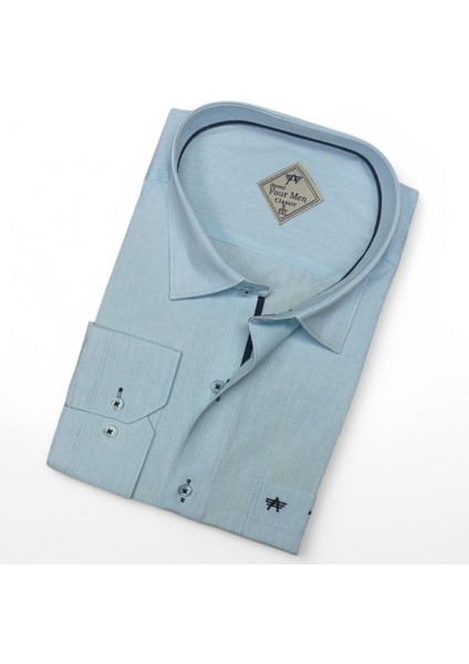 Pamuklu Uzun Kollu Açık Mavi Erkek Gömlek (Regular Kalıp) fiyatları