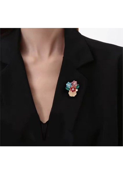 Minimal.saksıda Çiçekler Broş
