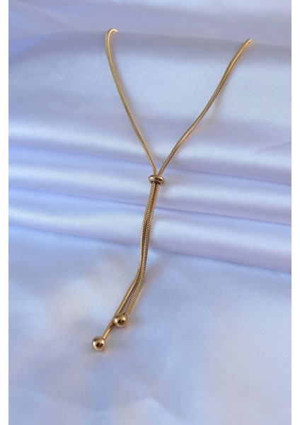 316L Çelik Gold Renk Asansör Model Kadın Kolye - TJ-BKO7467