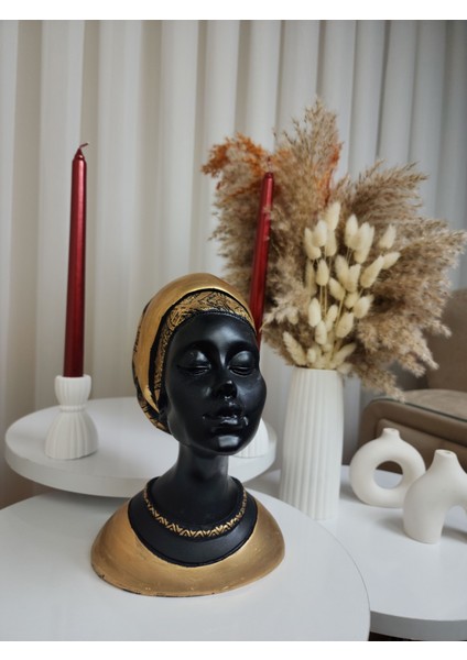 Dekoratif Gold Detaylı Siyah Eşarplı Kız Biblo Obje fiyatları