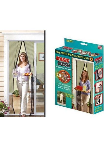 Siyah Mıknatıslı Kapı Sinekliği Tülü ( 90 x 210 Cm)