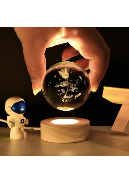 Kişiye Özel Ahşap Stand'lı I Love You Tasarımlı Işıklı Dekoratif Cam Küre 6cm fırsatları