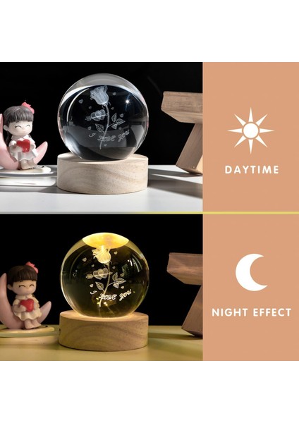 Kişiye Özel Ahşap Stand'lı I Love You Tasarımlı Işıklı Dekoratif Cam Küre 6cm indirimleri