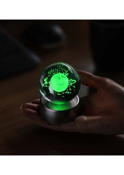 Kişiye Özel 3D Samanyolu Temalı Satürn Kız Işıklı Cam Küre & Melek Kolye Hediye Seti fırsatları