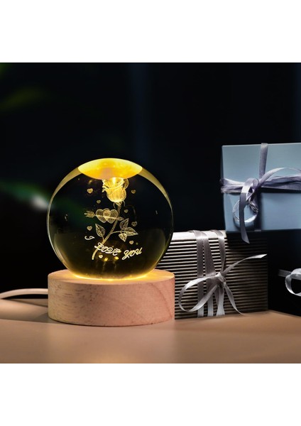 Kişiye Özel Ahşap Stand'lı I Love You Tasarımlı Işıklı Dekoratif Cam Küre 6cm modelleri