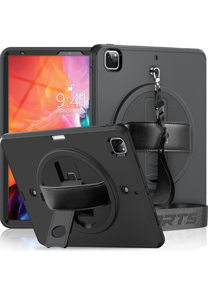Apple iPad Pro 12.9 (2018) Kılıf Strap-C Otterbox Tablet Kapak - Siyah 11
