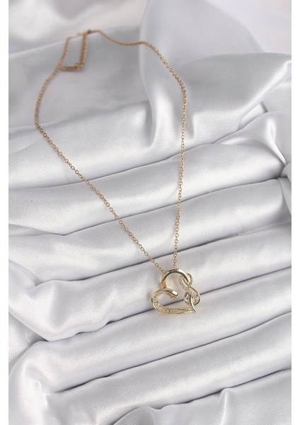 316L Çelik Gold Renk Zincir Zirkon Taş Detaylı Kalp Model Sonsuzluk Detay Kadın Kolye - TJ-BKO9583 fiyatları
