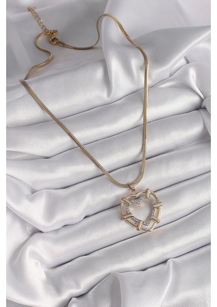 316L Çelik Gold Renk Italyan Zincir Mix Renk Zirkon Taşlı Kalp Model Kadın Kolye - TJ-BKO9601 fiyatları