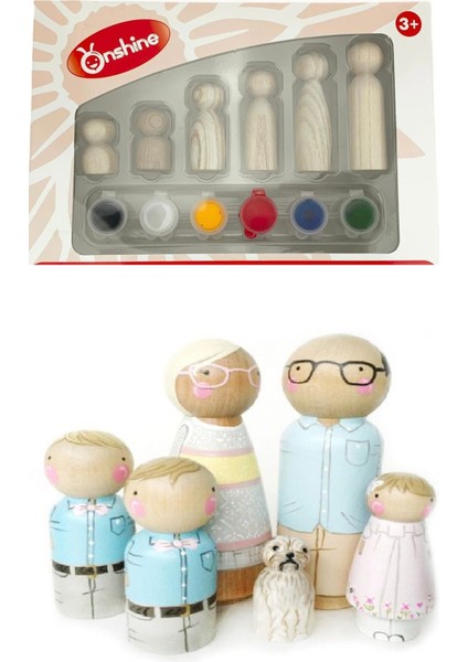 13 Parça Dekoratif Peg Aile Boyama S