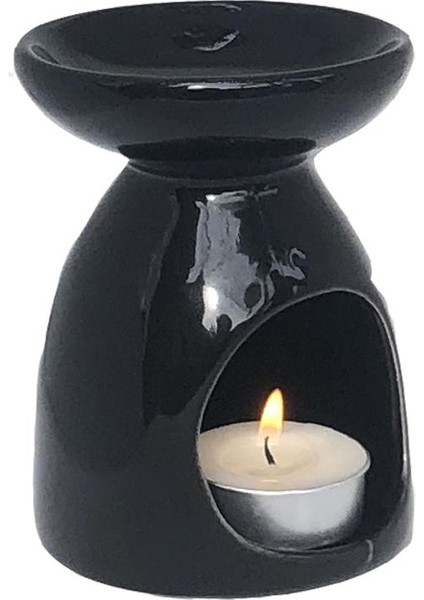 Siyah Konik Seramik Buhurdanlık Tütsülük