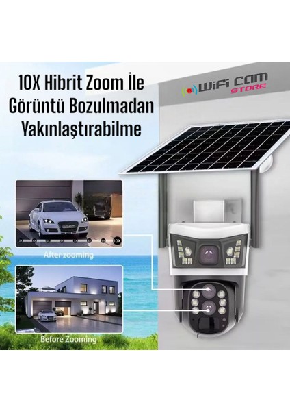 4g Çift Kameralı 3 Lensli 10X Hibrit Zoom Solar Kamera Geneş Enerjili Kamera