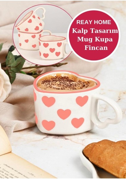 Luxury El Yapımı Seramik Kalp Tasarım Mug Kupa Fincan | Handmade El Yapımı Mug Fincan Kupa Kahve Kupası 1 Adet
