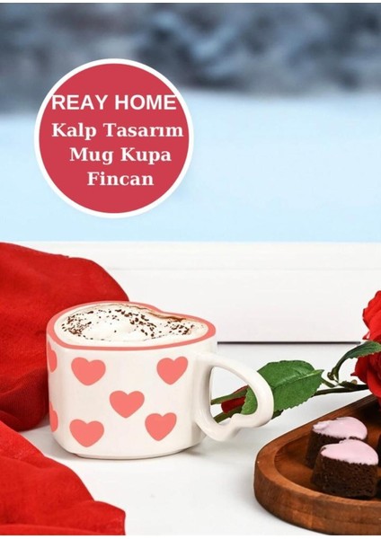 Luxury El Yapımı Seramik Kalp Tasarım Mug Kupa Fincan | Handmade El Yapımı Mug Fincan Kupa Kahve Kupası 1 Adet