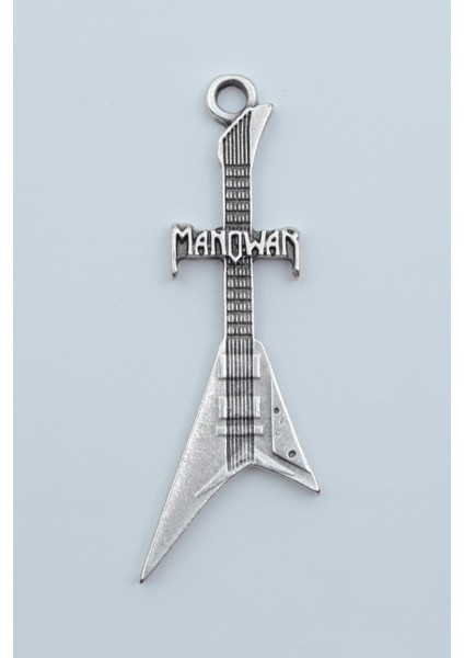 Manowar Elektro Gitar Gümüş Kaplama Kolye Ucu