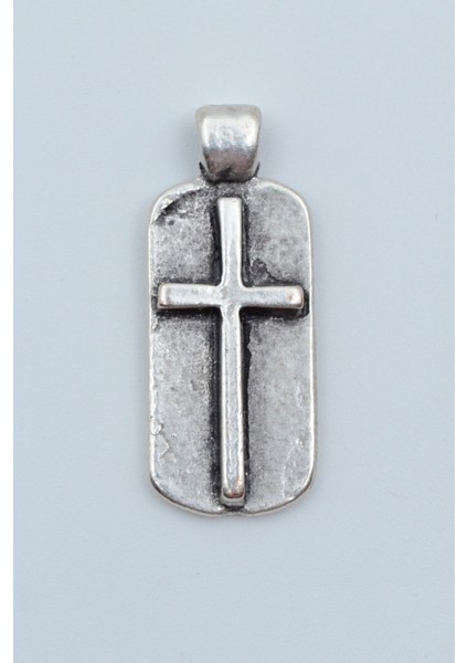 Haç Künye Kolye Ucu - Antik Gümüş Kaplama - Kod:138