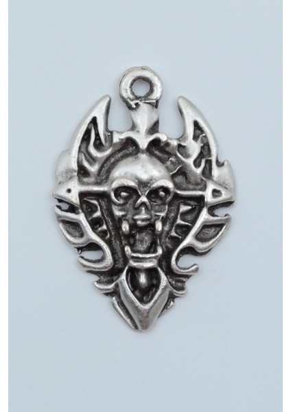 Diablo - Şeytan - Kalkan Kolye Ucu - Antik Gümüş Kaplama - Kod:145